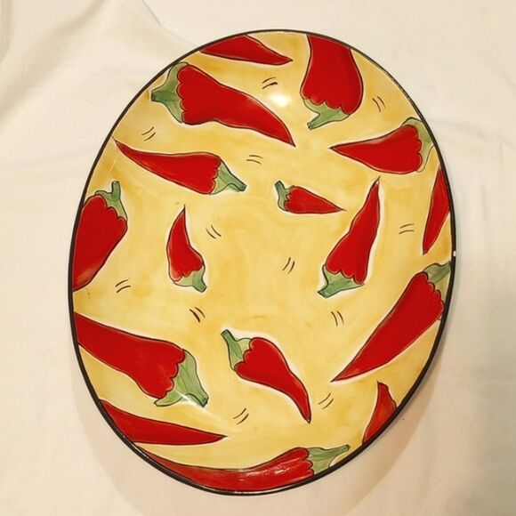 1999 Oval "Chili Fiesta" Clay Art Platter - Picture 1 of 6